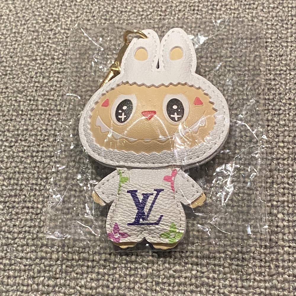 Louis Vuitton style White and Tan labubu Keychain new in package